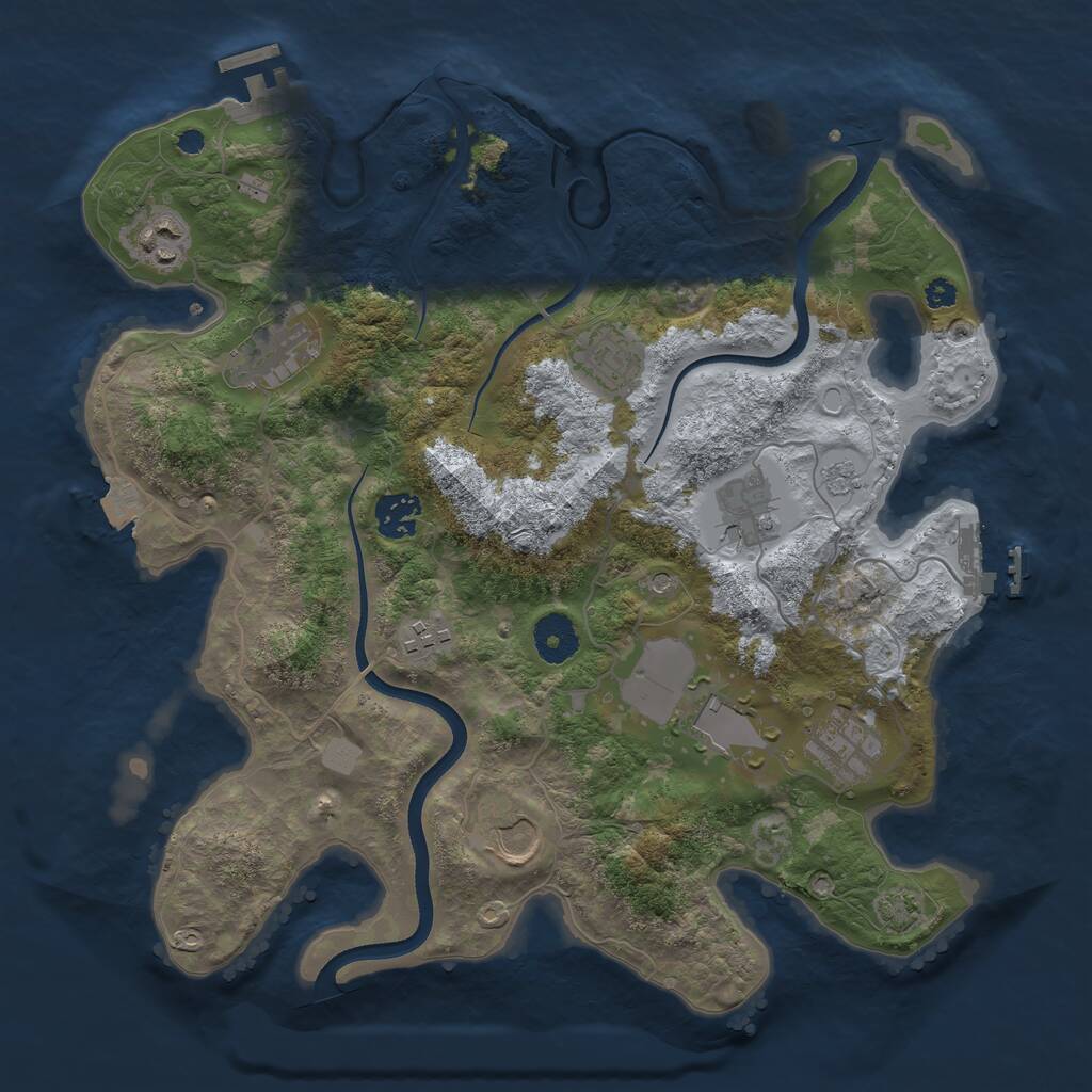 Rust Map: Procedural Map, Size: 3500, Seed: 1390198583, 15 Monuments