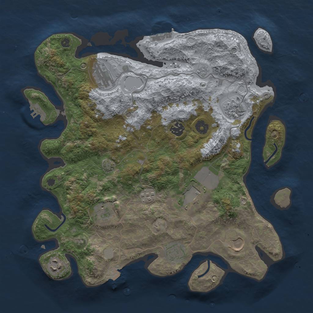 Rust Map: Procedural Map, Size: 3500, Seed: 597855743, 17 Monuments