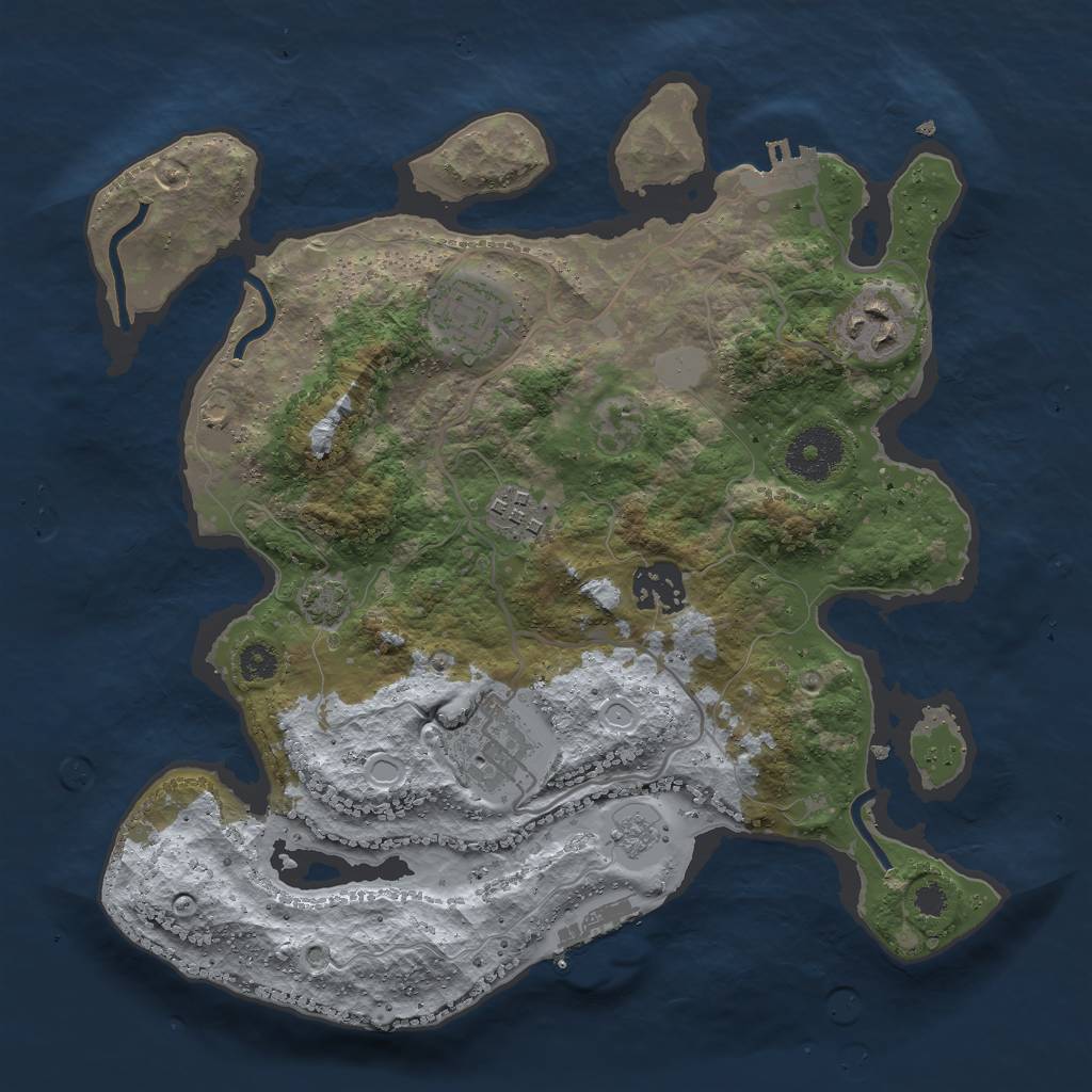 Rust Map: Procedural Map, Size: 3000, Seed: 14893, 12 Monuments