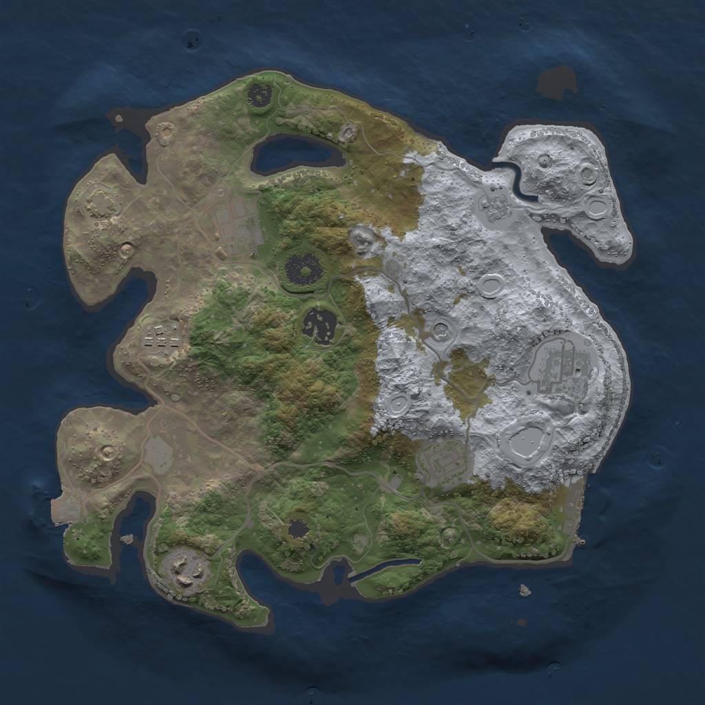 Rust Map: Procedural Map, Size: 3000, Seed: 823, 13 Monuments