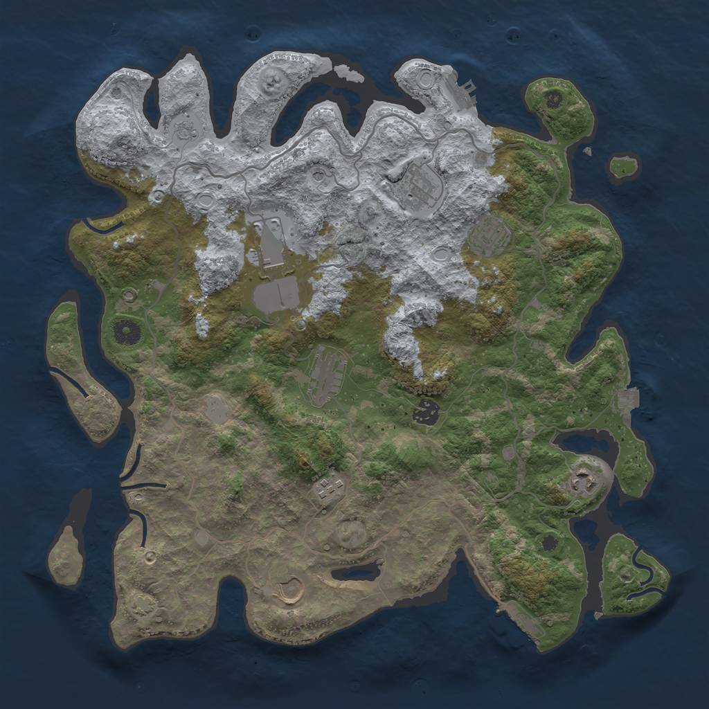Rust Map: Procedural Map, Size: 4000, Seed: 46931717, 16 Monuments