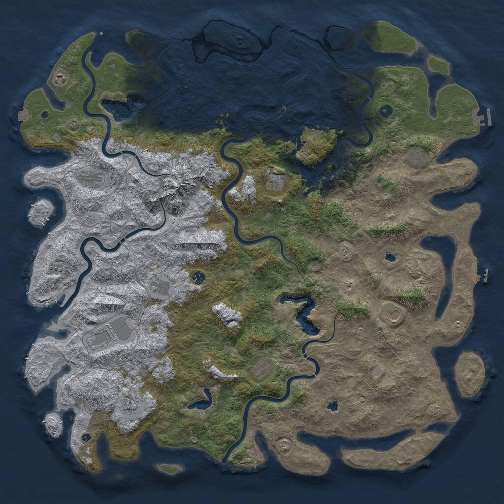 Rust Map: Procedural Map, Size: 6000, Seed: 4362, 17 Monuments