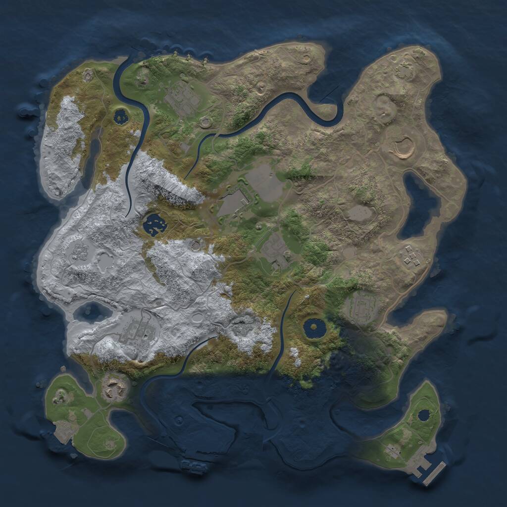 Rust Map: Procedural Map, Size: 3500, Seed: 375481634, 15 Monuments
