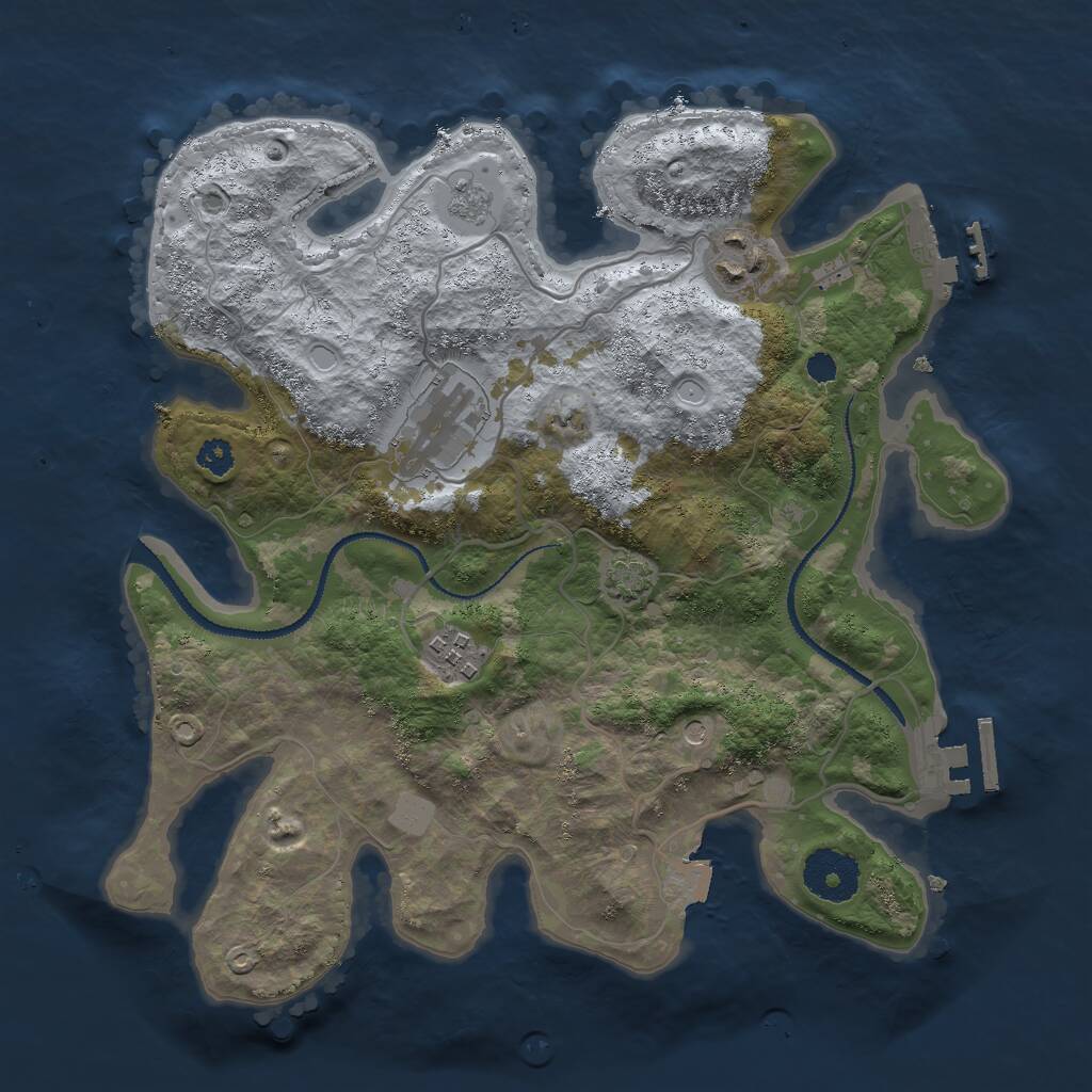 Rust Map: Procedural Map, Size: 3000, Seed: 4212, 9 Monuments