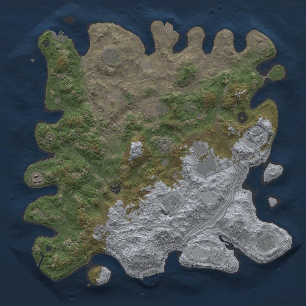 Rust Map: Procedural Map, Size: 4300, Seed: 1997213879, 18 Monuments