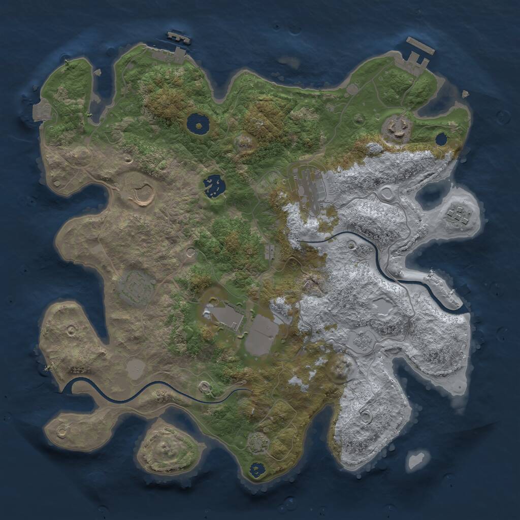 Rust Map: Procedural Map, Size: 3500, Seed: 1372797805, 13 Monuments