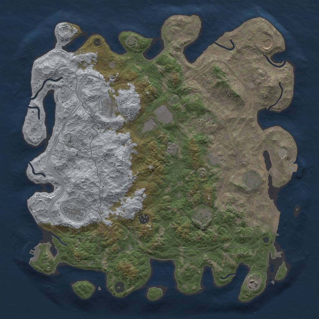 Rust Map: Procedural Map, Size: 4500, Seed: 1373330460, 19 Monuments