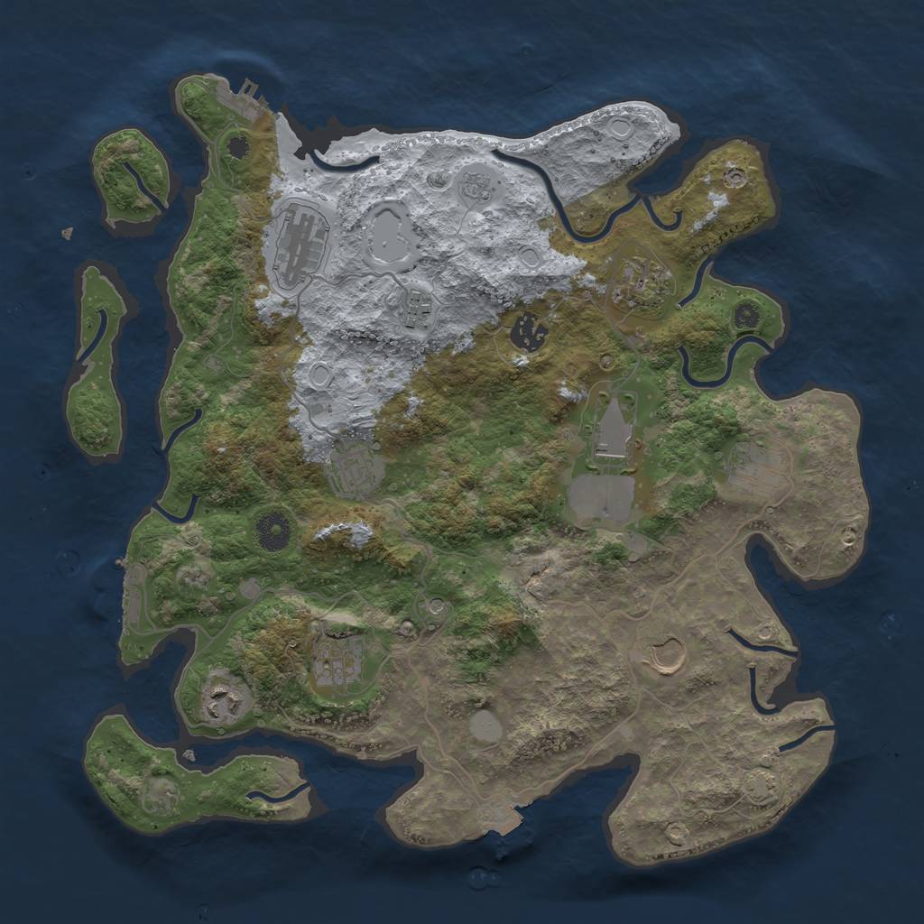 Rust Map: Procedural Map, Size: 3750, Seed: 23964, 18 Monuments