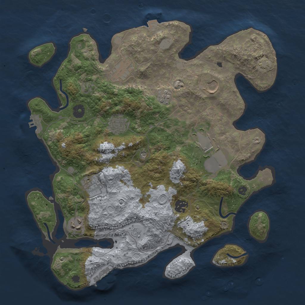 Rust Map: Procedural Map, Size: 3500, Seed: 326217432, 16 Monuments