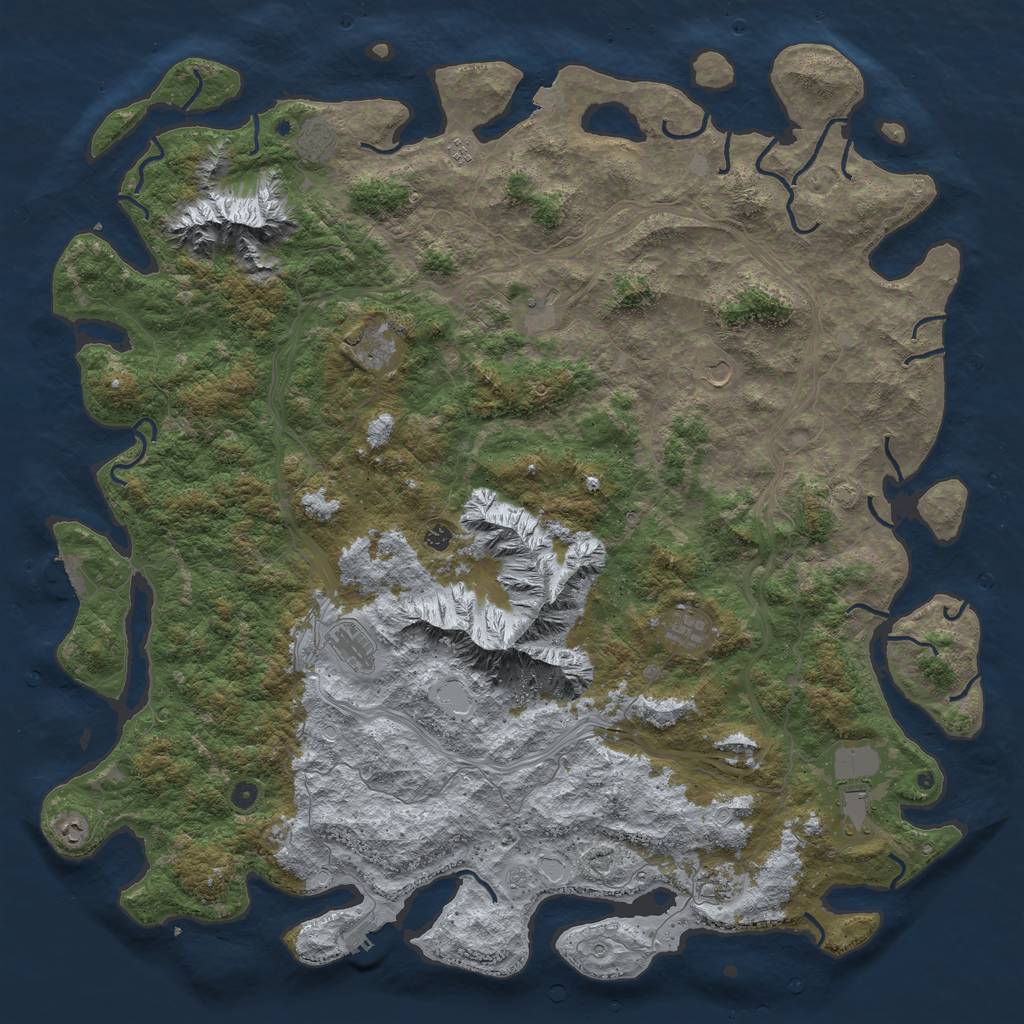 Rust Map: Procedural Map, Size: 6000, Seed: 419, 19 Monuments