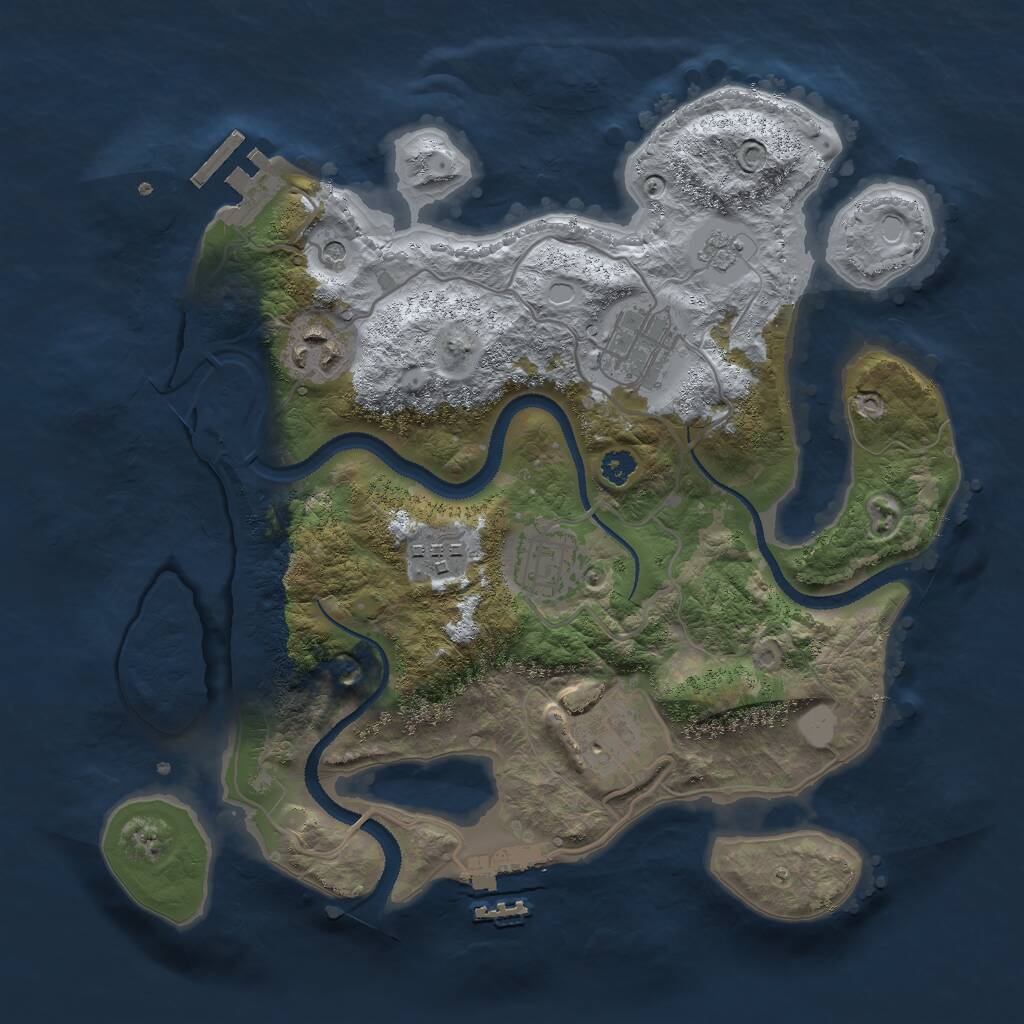 Rust Map: Procedural Map, Size: 3000, Seed: 3875, 10 Monuments