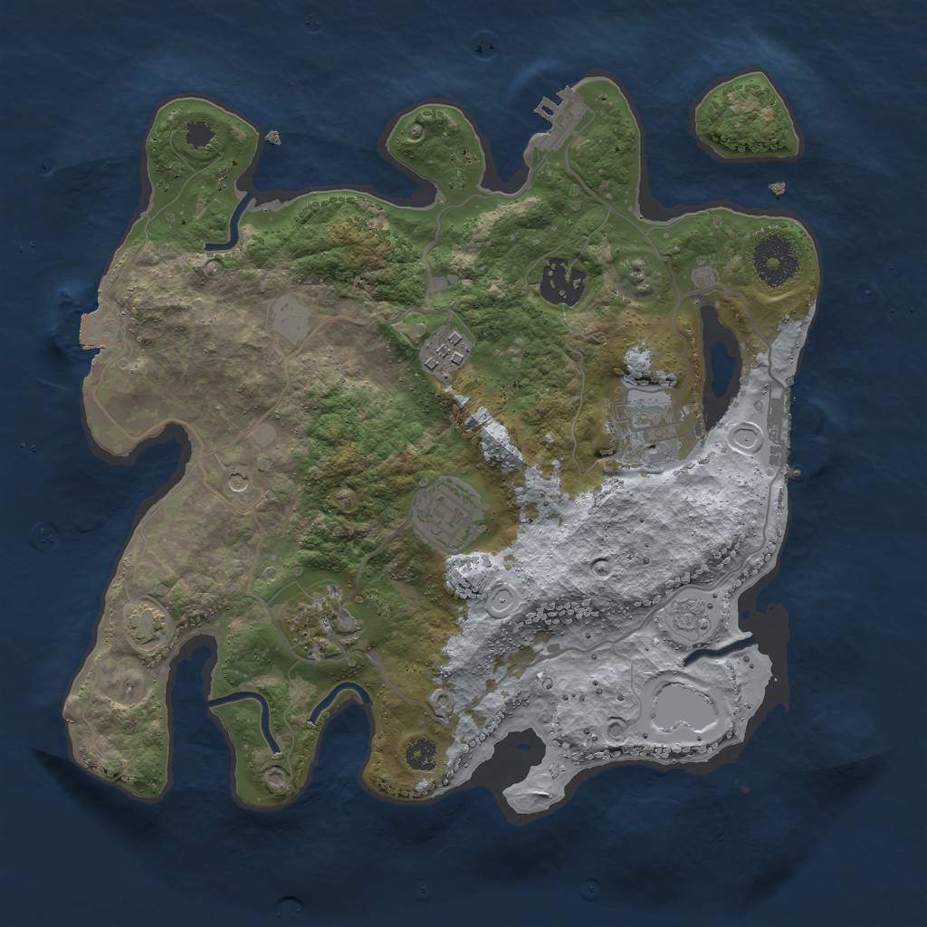 Rust Map: Procedural Map, Size: 3000, Seed: 18630, 13 Monuments