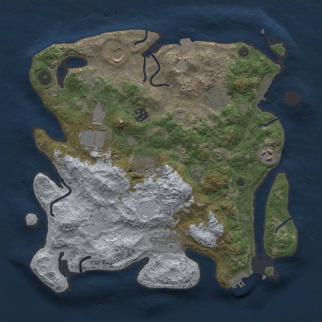 Rust Map: Procedural Map, Size: 3500, Seed: 1725075014, 15 Monuments
