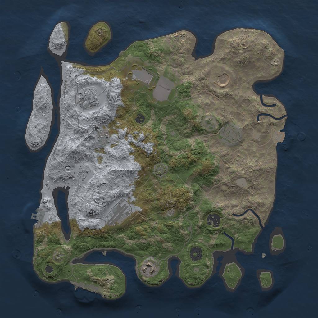 Rust Map: Procedural Map, Size: 3500, Seed: 1361527457, 16 Monuments