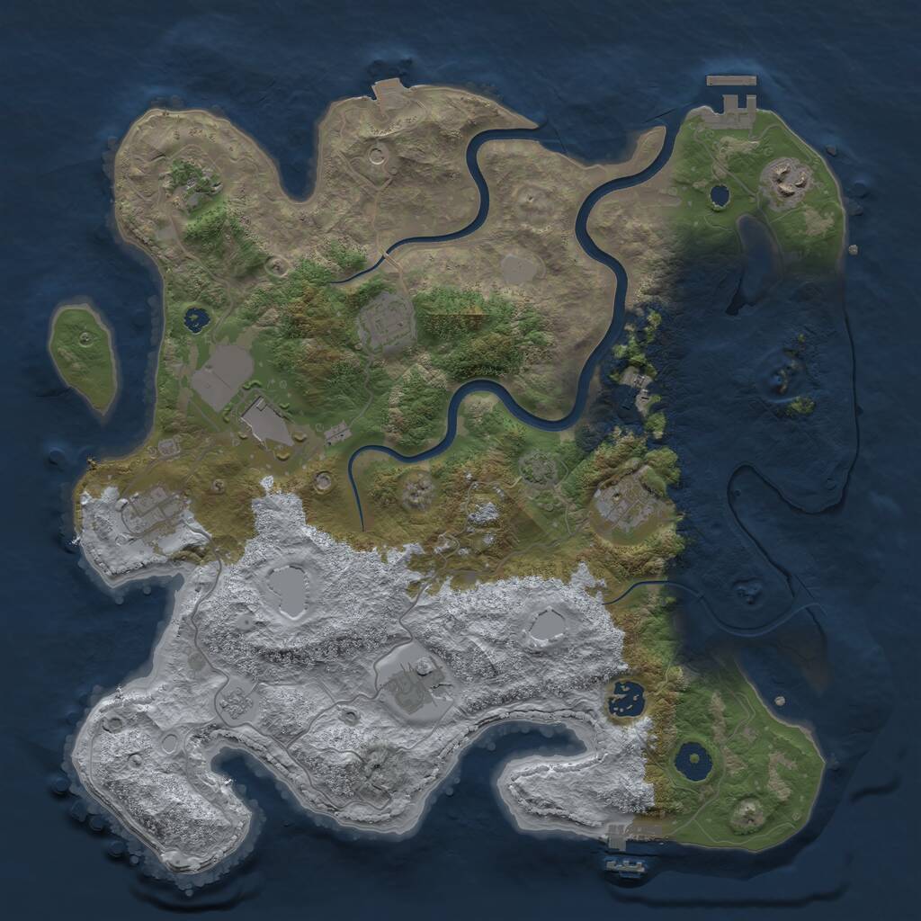 Rust Map: Procedural Map, Size: 3747, Seed: 2147483647, 15 Monuments