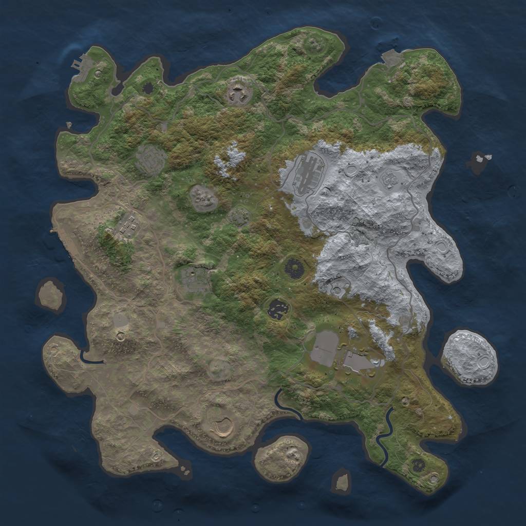 Rust Map: Procedural Map, Size: 4000, Seed: 967399660, 16 Monuments