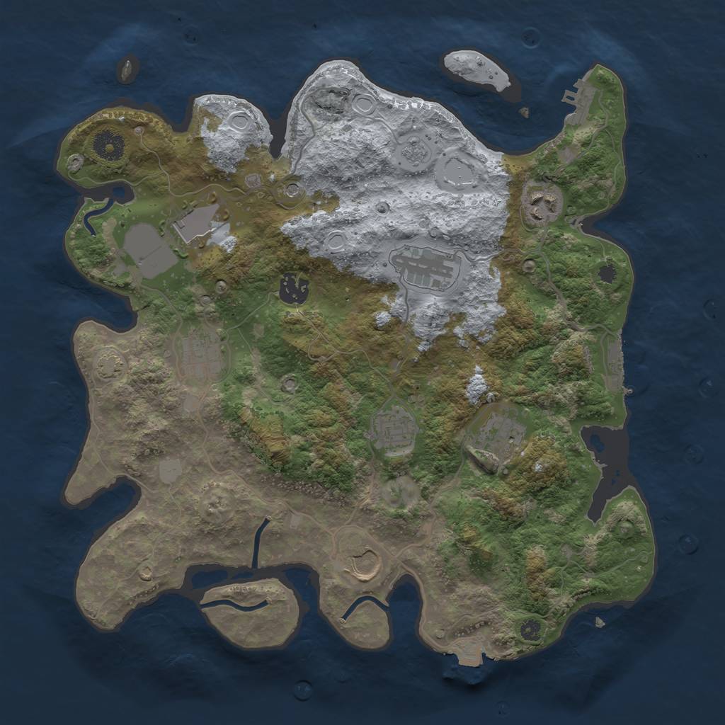 Rust Map: Procedural Map, Size: 3500, Seed: 2147475473, 16 Monuments