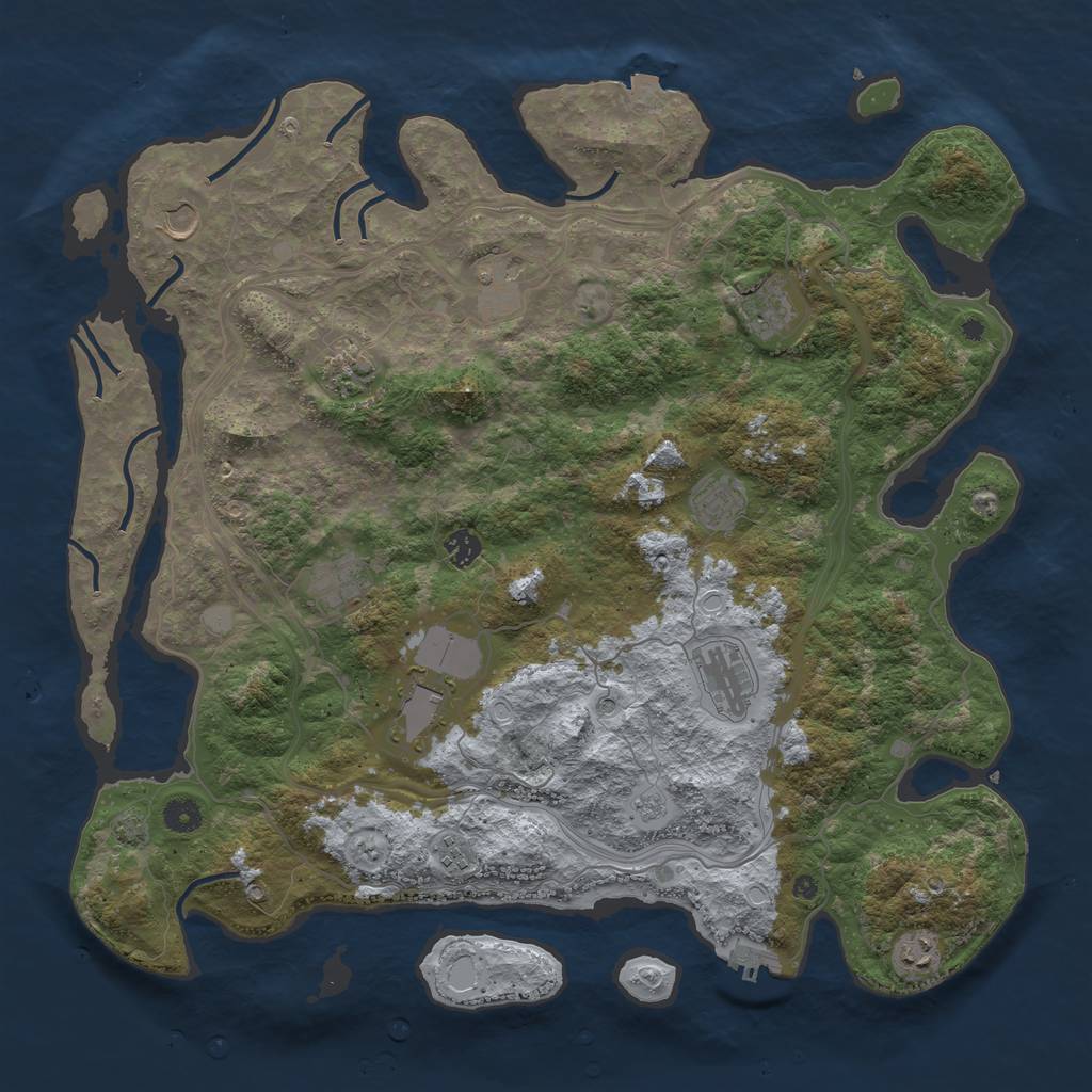 Rust Map: Procedural Map, Size: 4500, Seed: 8697549, 18 Monuments