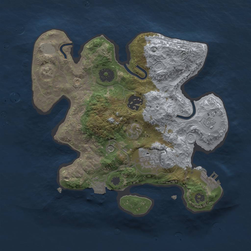 Rust Map: Procedural Map, Size: 2500, Seed: 976855616, 8 Monuments