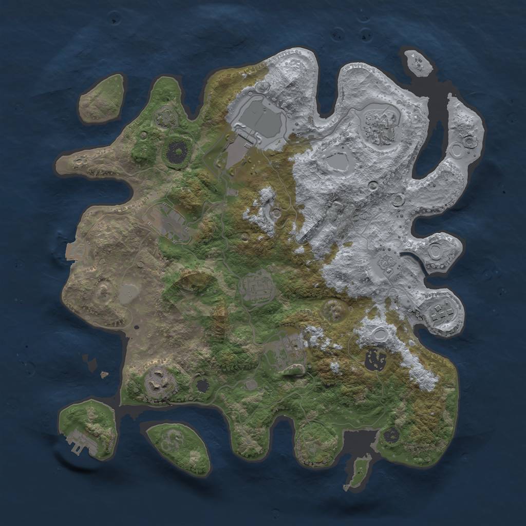 Rust Map: Procedural Map, Size: 3500, Seed: 1645184, 15 Monuments