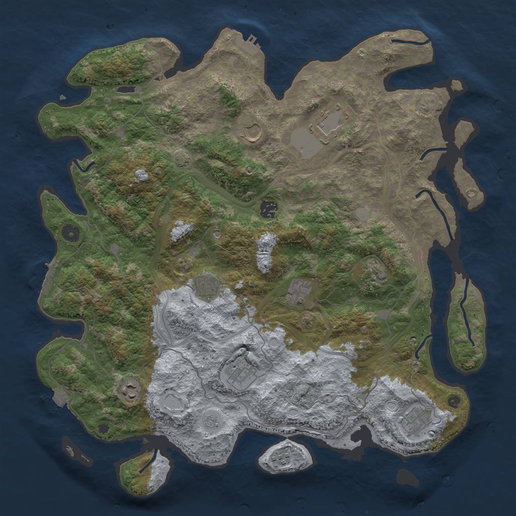 Rust Map: Procedural Map, Size: 4300, Seed: 938774023, 18 Monuments