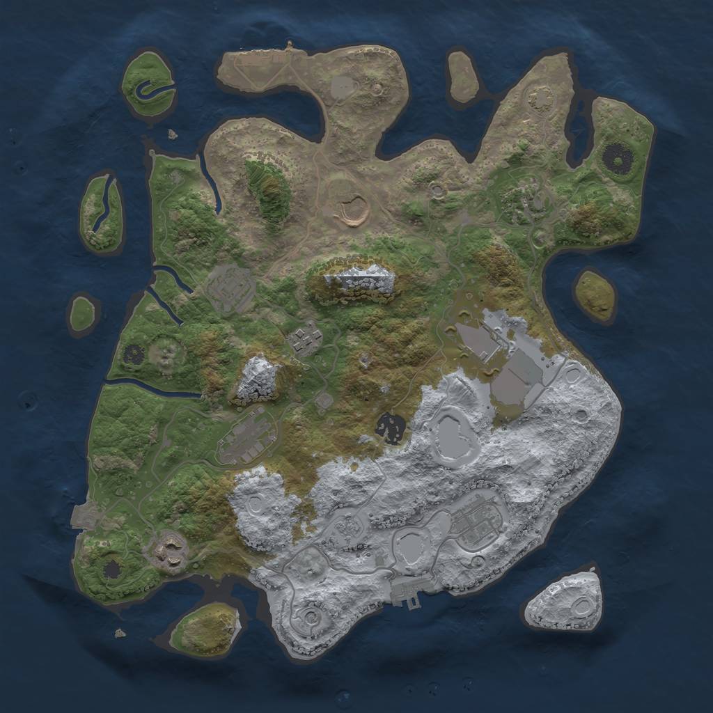 Rust Map: Procedural Map, Size: 3500, Seed: 24950512, 17 Monuments
