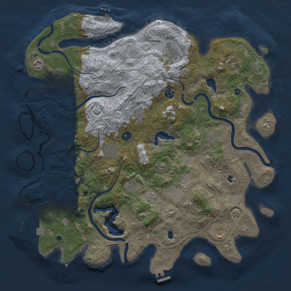 Rust Map: Procedural Map, Size: 4500, Seed: 1739453052, 17 Monuments