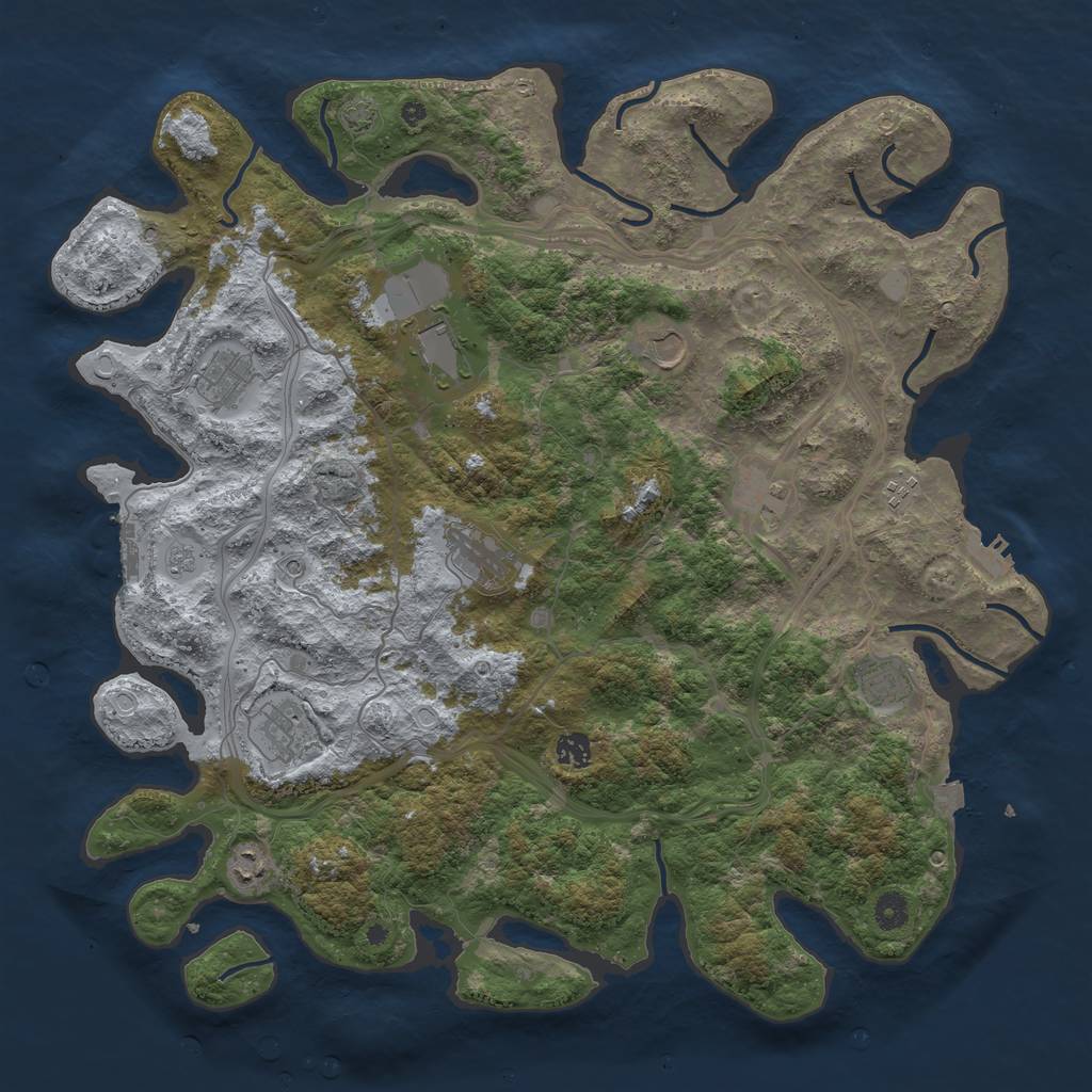 Rust Map: Procedural Map, Size: 4500, Seed: 256803990, 18 Monuments