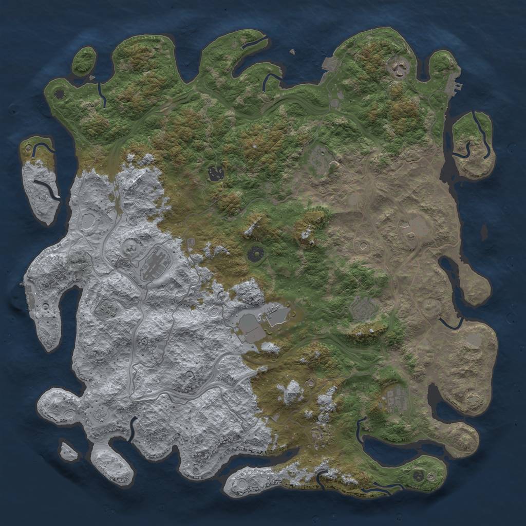 Rust Map: Procedural Map, Size: 4800, Seed: 641340634, 18 Monuments