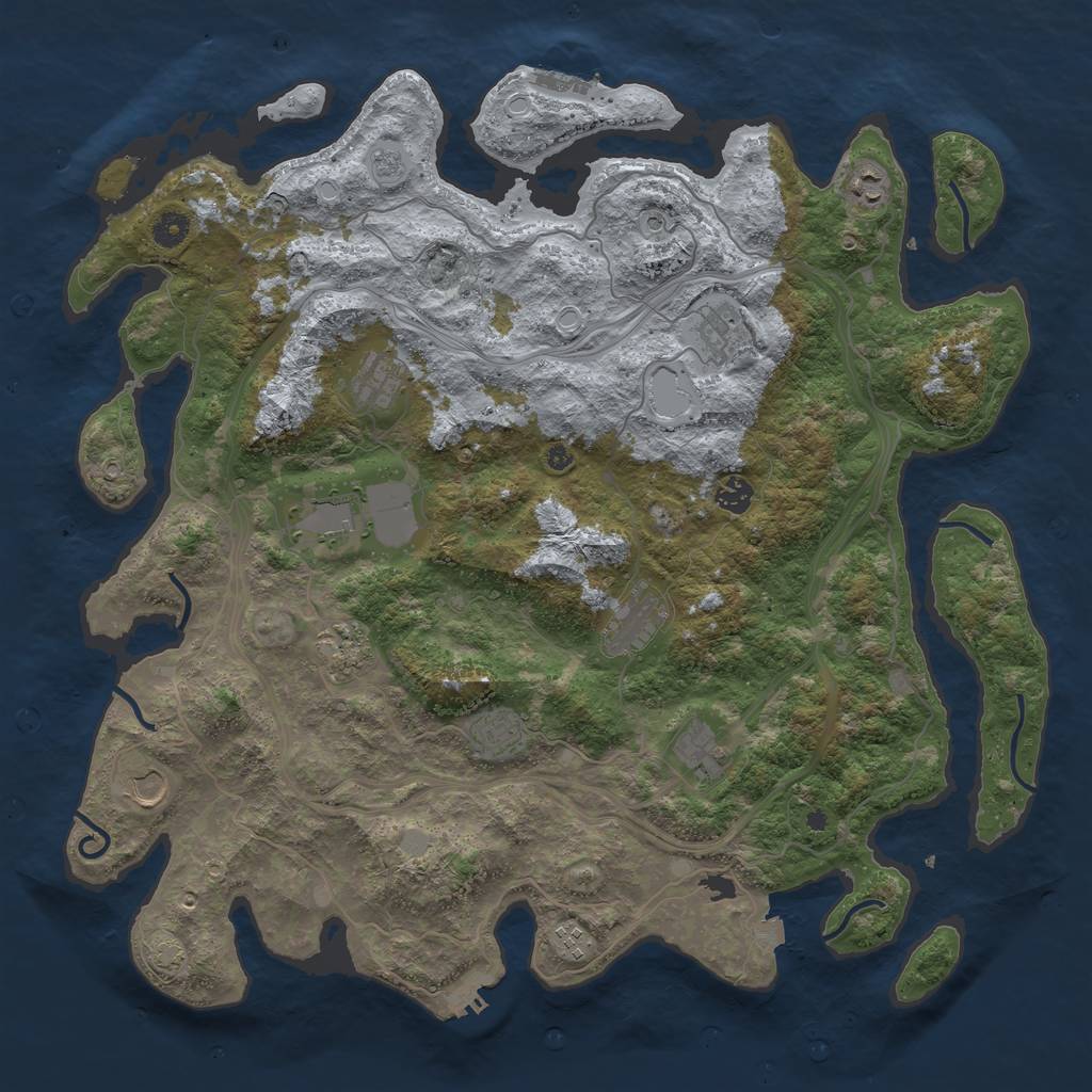Rust Map: Procedural Map, Size: 4500, Seed: 1168487734, 19 Monuments