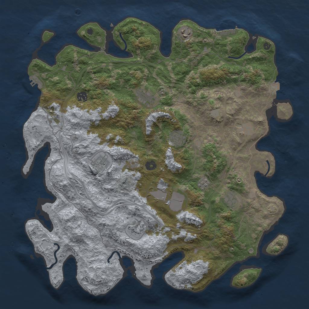 Rust Map: Procedural Map, Size: 4350, Seed: 5446543, 18 Monuments
