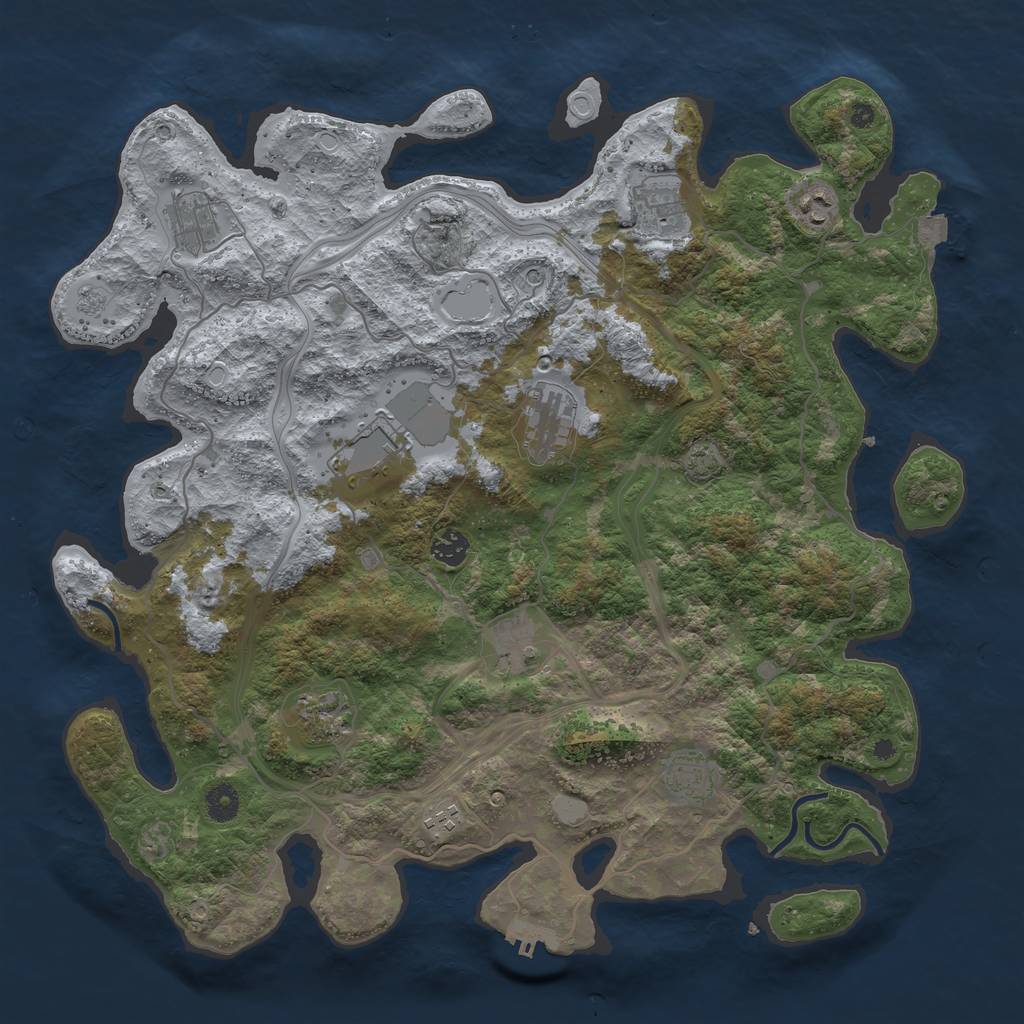 Rust Map: Procedural Map, Size: 4250, Seed: 824465963, 17 Monuments
