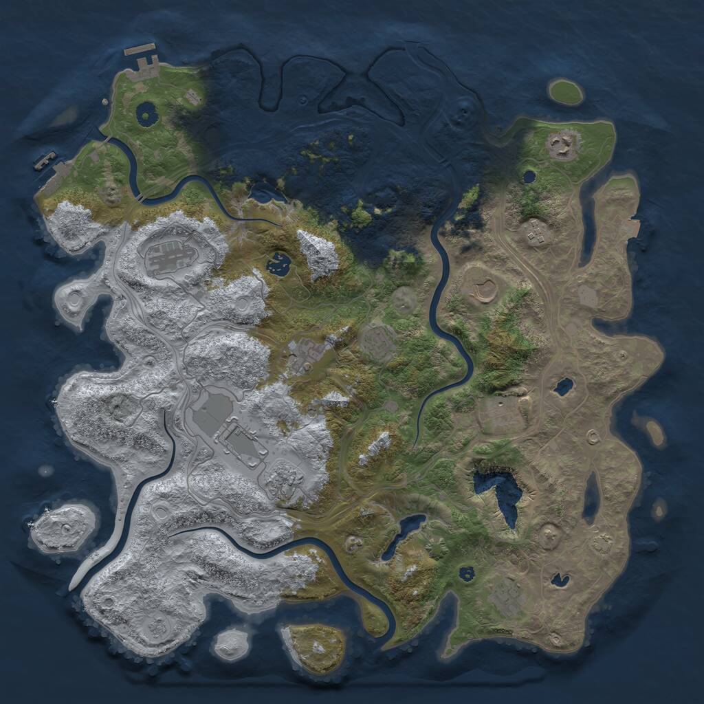 Rust Map: Procedural Map, Size: 4500, Seed: 1501008220, 17 Monuments