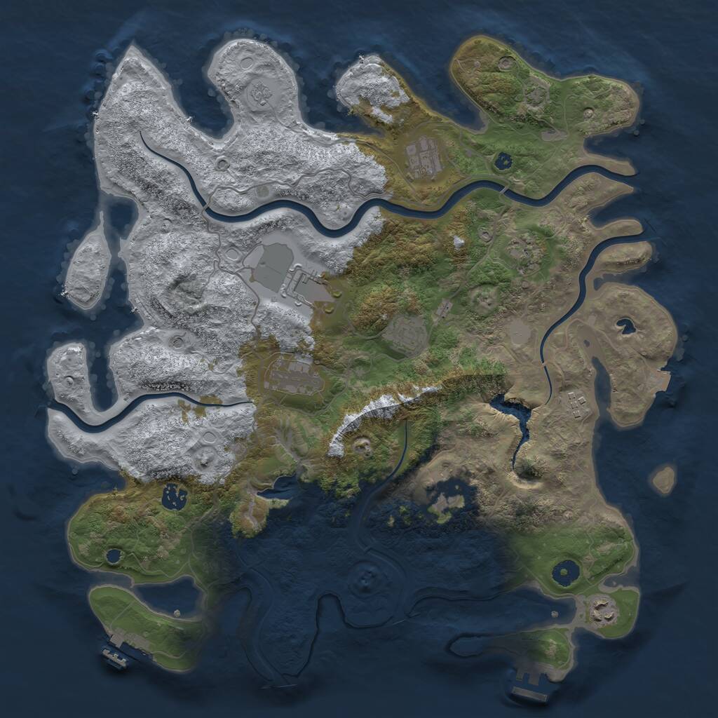 Rust Map: Procedural Map, Size: 4150, Seed: 648391985, 15 Monuments