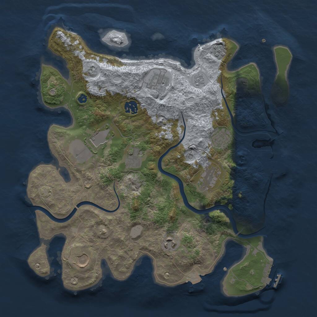 Rust Map: Procedural Map, Size: 3500, Seed: 1227193402, 15 Monuments
