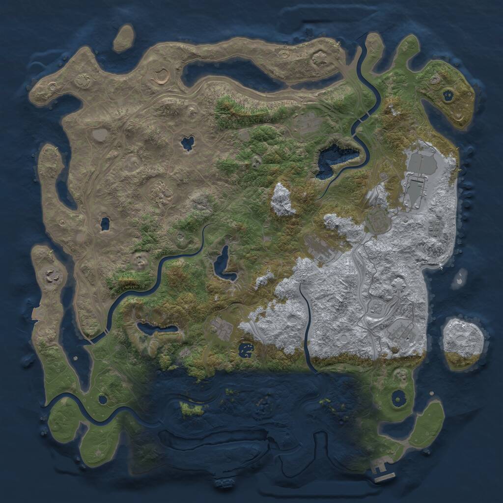 Rust Map: Procedural Map, Size: 4800, Seed: 656934446, 17 Monuments