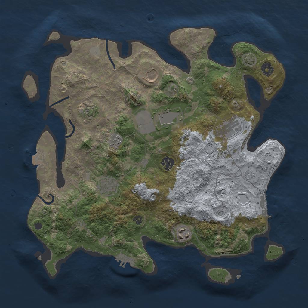 Rust Map: Procedural Map, Size: 3500, Seed: 606621269, 16 Monuments