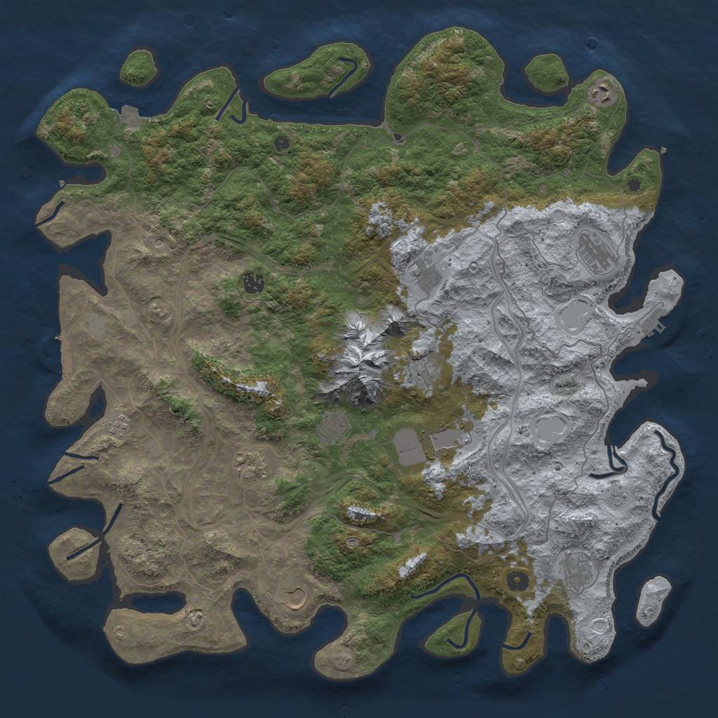 Rust Map: Procedural Map, Size: 5000, Seed: 33333333, 19 Monuments