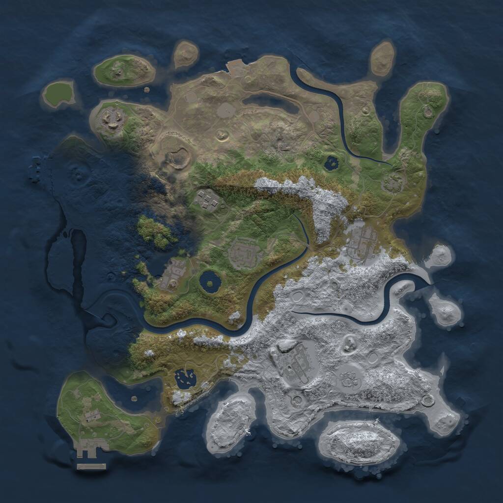 Rust Map: Procedural Map, Size: 3500, Seed: 993199104, 14 Monuments