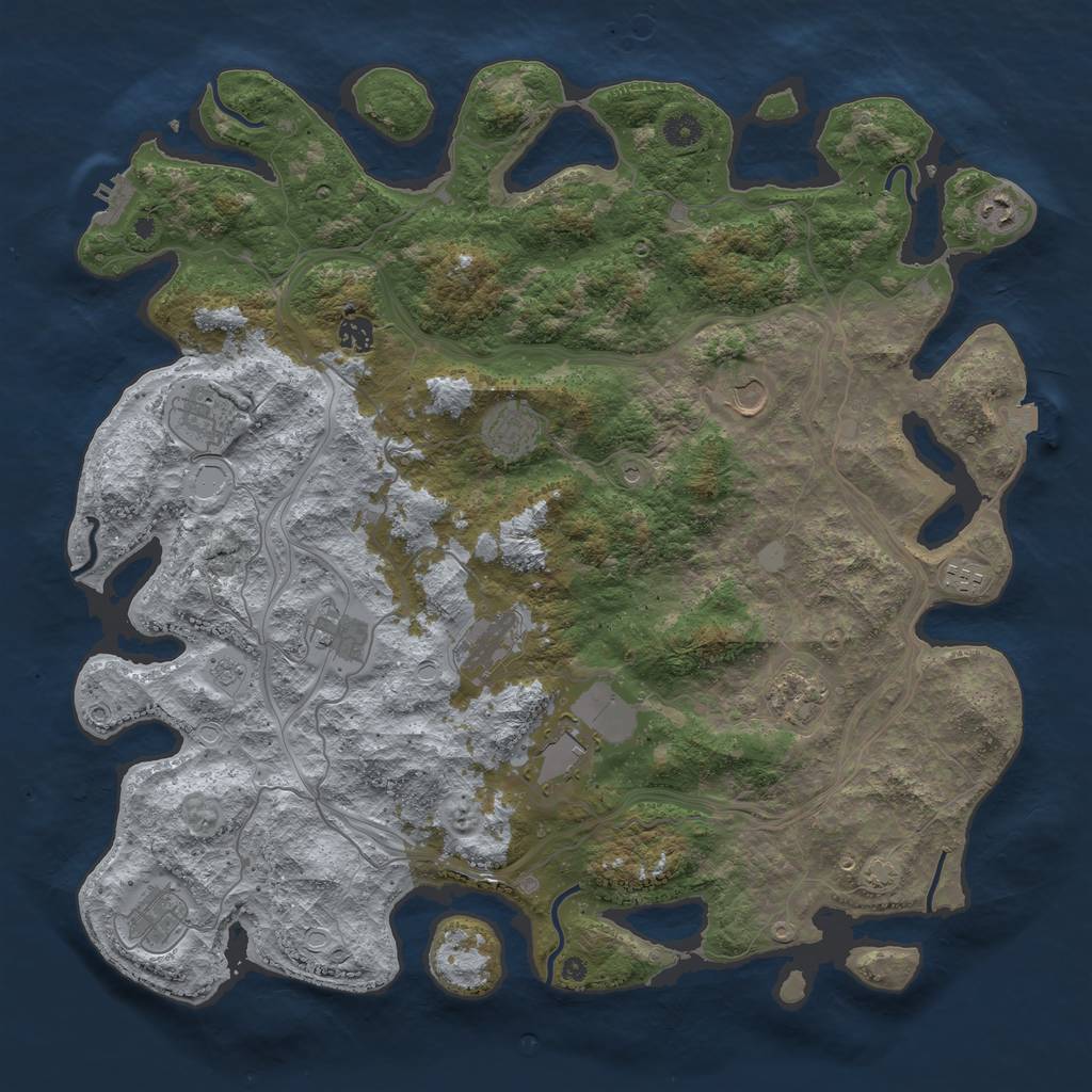 Rust Map: Procedural Map, Size: 4500, Seed: 560071416, 18 Monuments