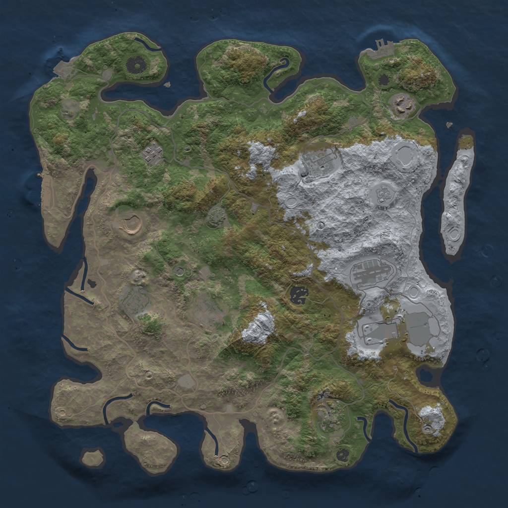 Rust Map: Procedural Map, Size: 4000, Seed: 1887860112, 18 Monuments