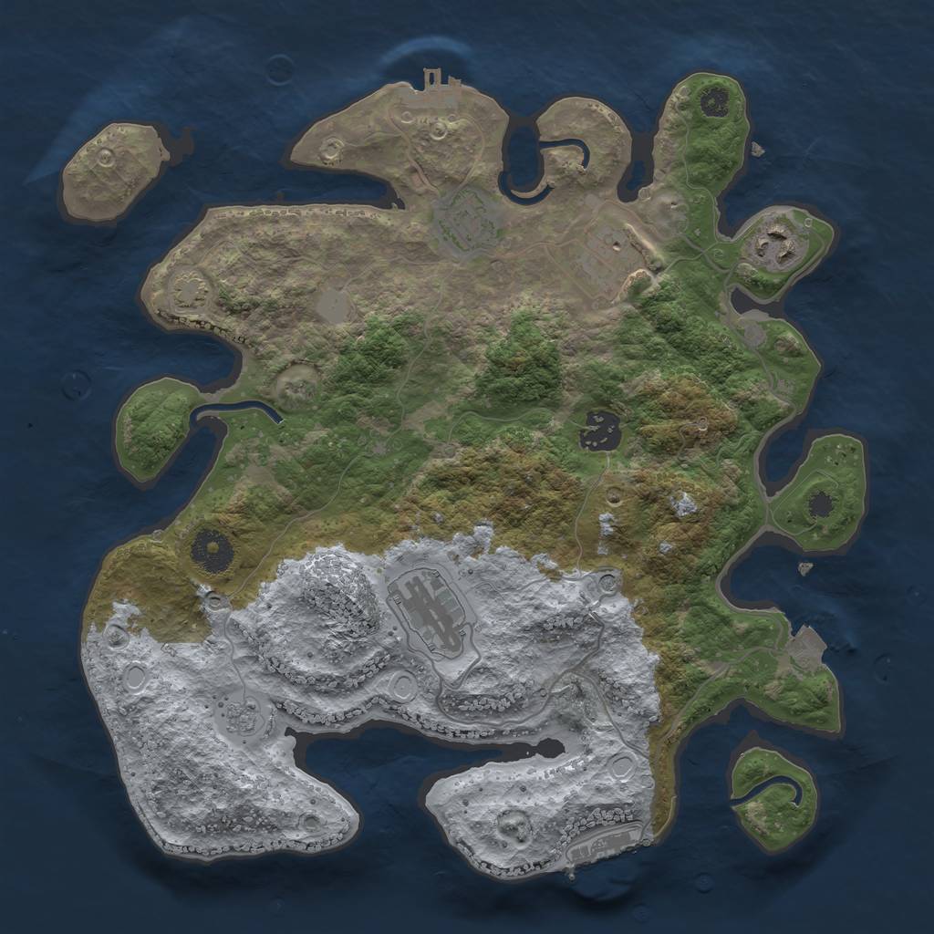 Rust Map: Procedural Map, Size: 3300, Seed: 186503218, 13 Monuments