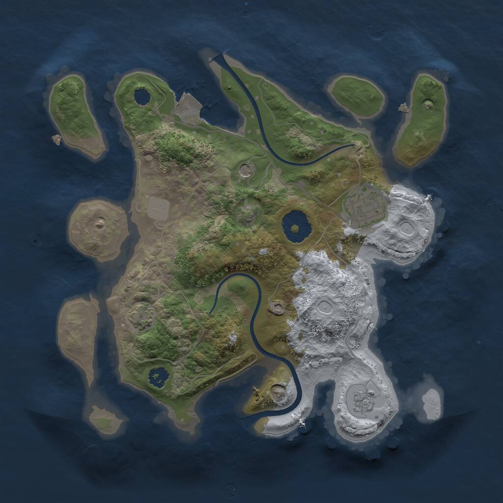Rust Map: Procedural Map, Size: 2500, Seed: 26370, 5 Monuments