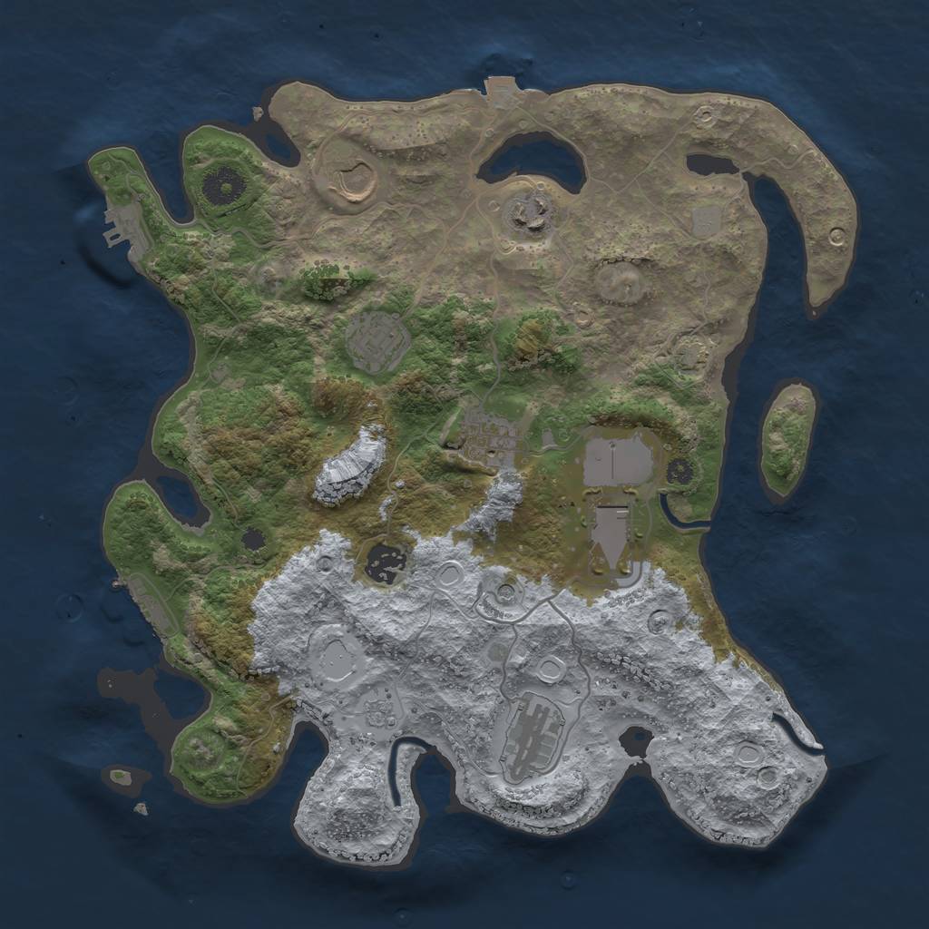 Rust Map: Procedural Map, Size: 3500, Seed: 1891245038, 15 Monuments