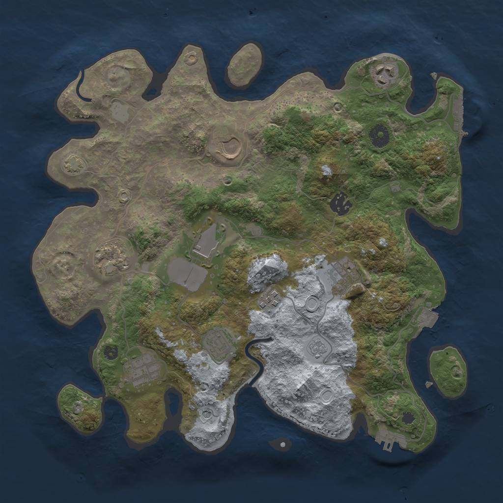 Rust Map: Procedural Map, Size: 3500, Seed: 2025884513, 17 Monuments