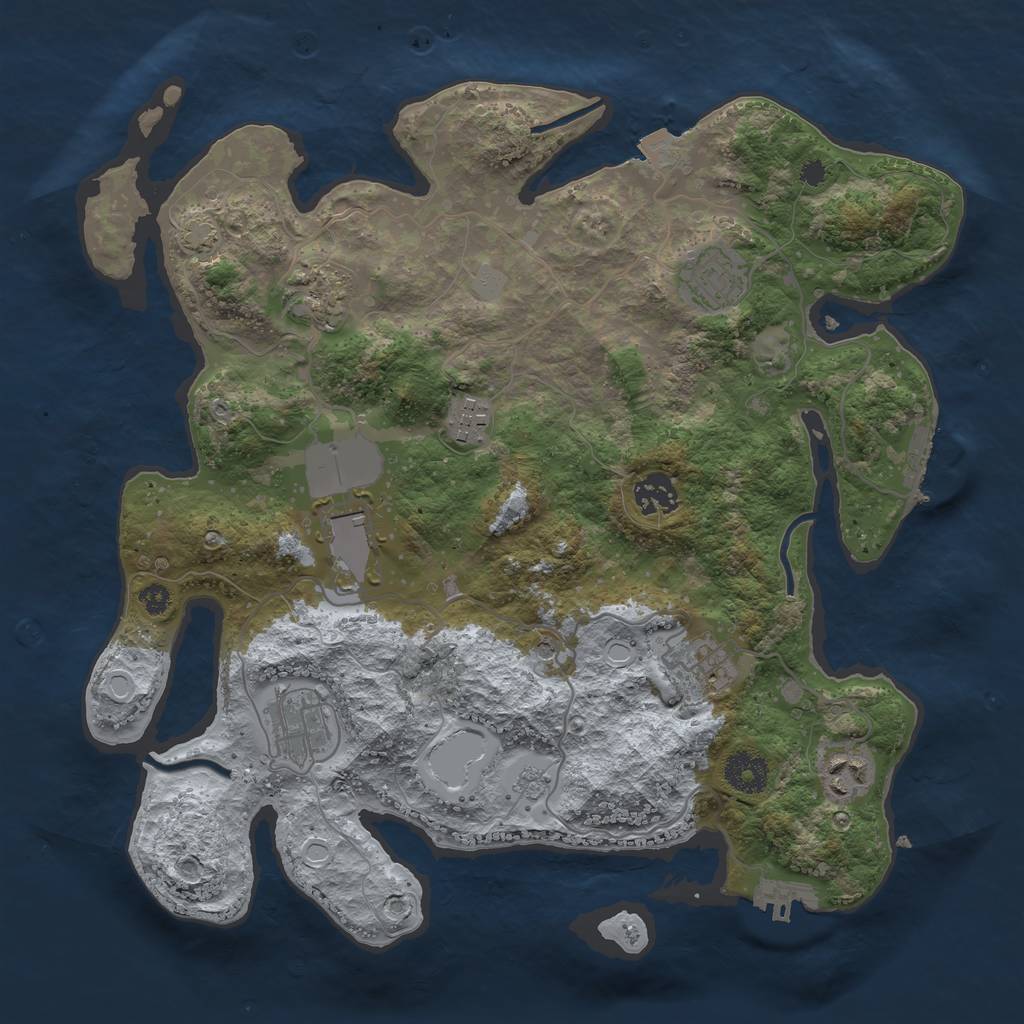 Rust Map: Procedural Map, Size: 3500, Seed: 1235334, 16 Monuments