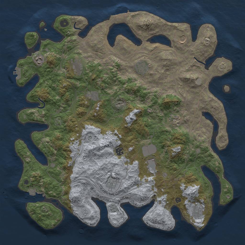 Rust Map: Procedural Map, Size: 4500, Seed: 1885940677, 19 Monuments