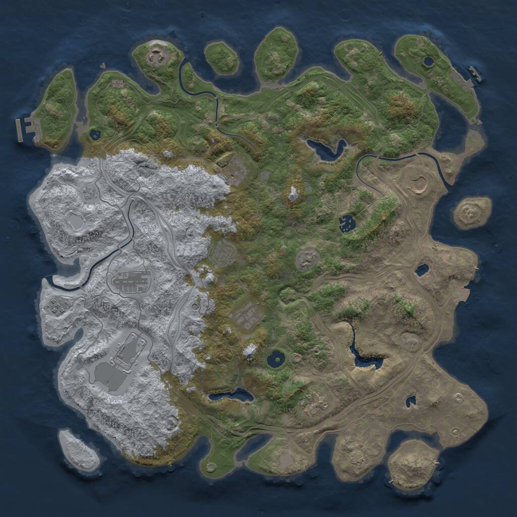 Rust Map: Procedural Map, Size: 4500, Seed: 735302738, 16 Monuments