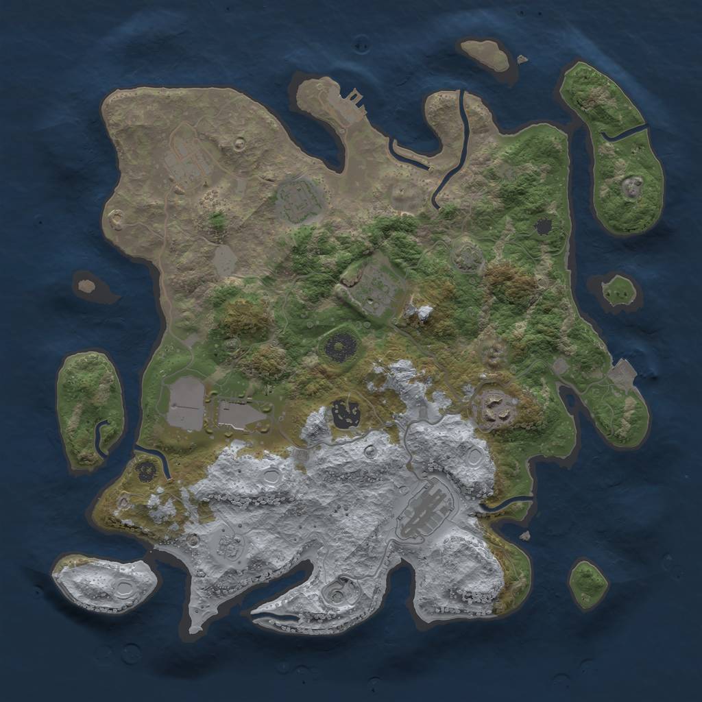Rust Map: Procedural Map, Size: 3500, Seed: 262321559, 14 Monuments