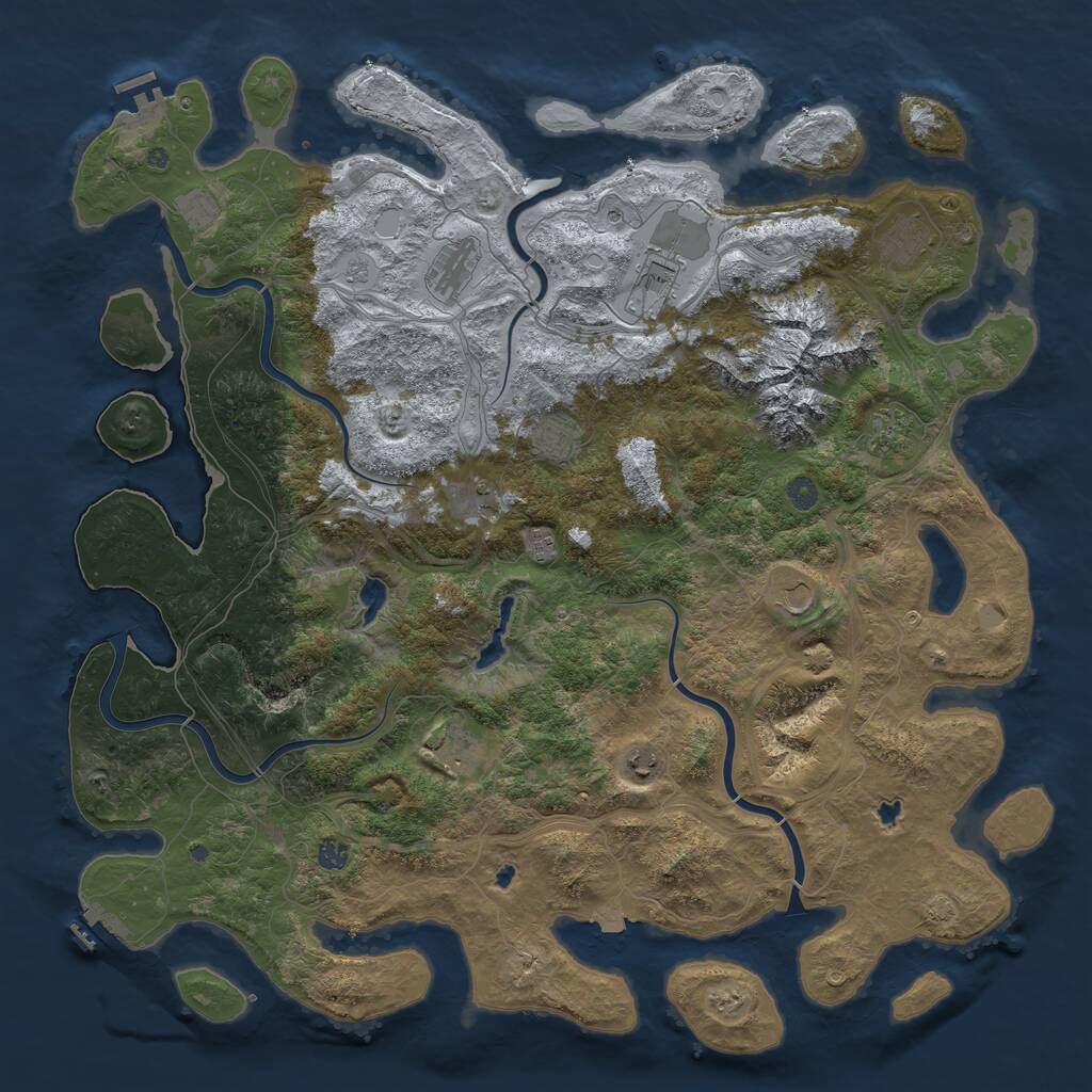 Rust Map: Procedural Map, Size: 5200, Seed: 535428075, 19 Monuments
